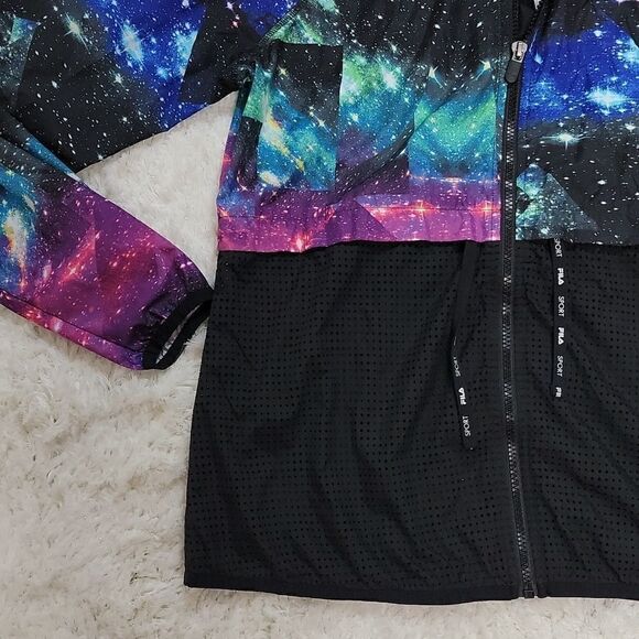 FILA SPORT BLACK GALAXY NEBULA ACTIVE RUNNING WINDBREAKER, SIZE MEDIUM - Picture 5 of 8
